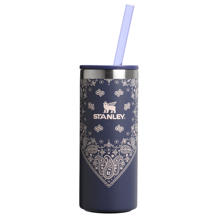 Stanley 10 OZ Everyday Slim Stainless Steel Can Cooler In Blue Corn Paisley