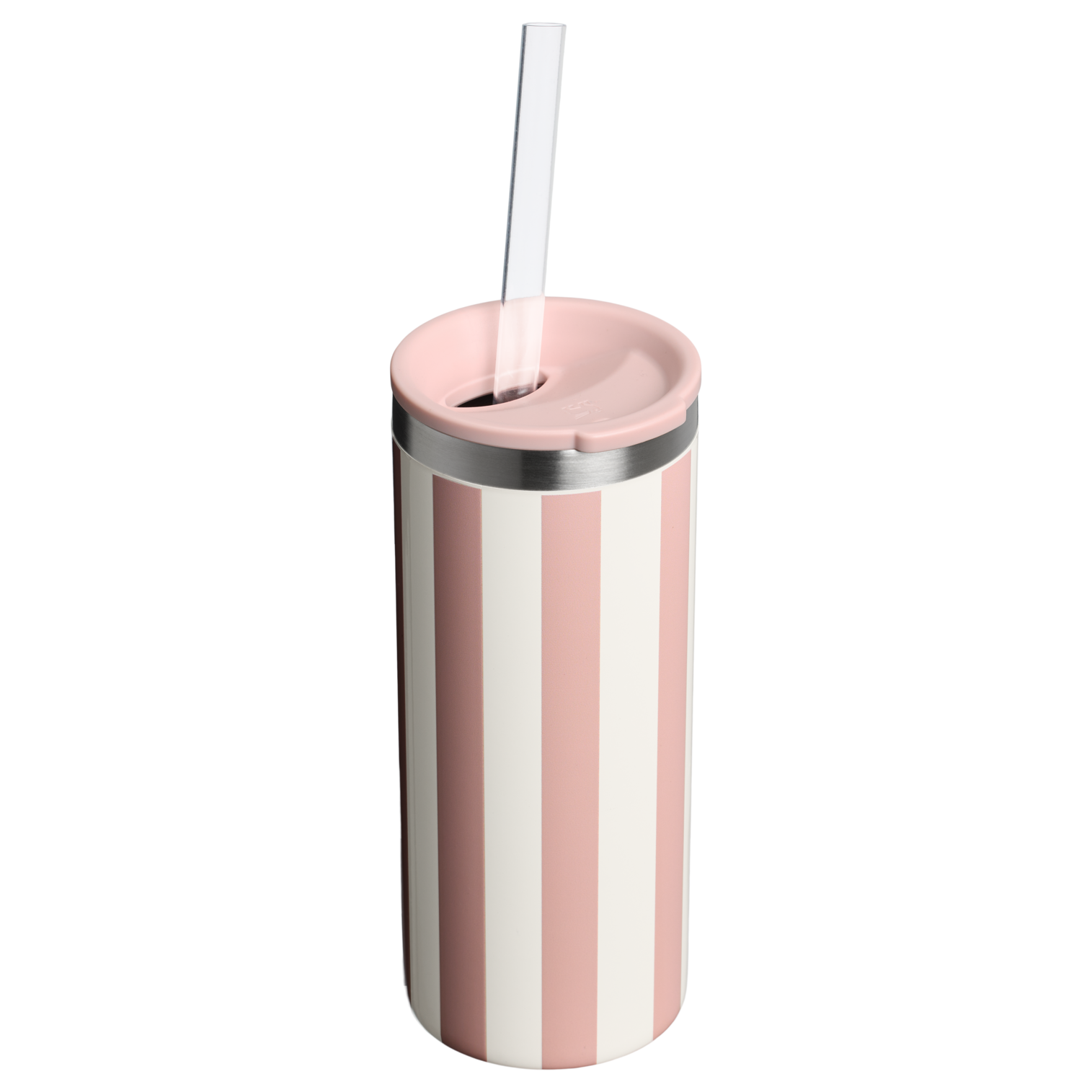 Stanley 10 OZ Everyday Slim Can Cooler Cup In Peach Whip Pink Stripe From The Oasis Collection