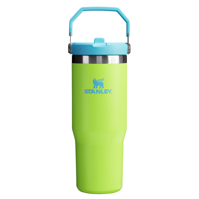 Stanley 30 OZ IceFlow Flip Straw Stainless Steel Tumbler In Bright Lime Green