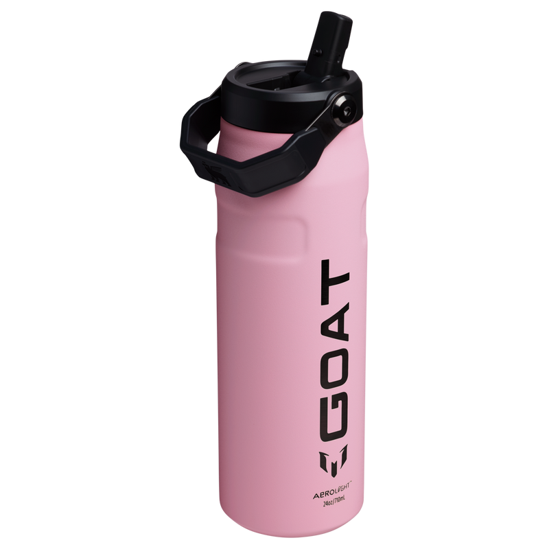 Stanley 1913 The Messi x Stanley IceFlow™ Flip Straw 2.0 Bottle 24 OZ in Messi GOAT Pink | Back View