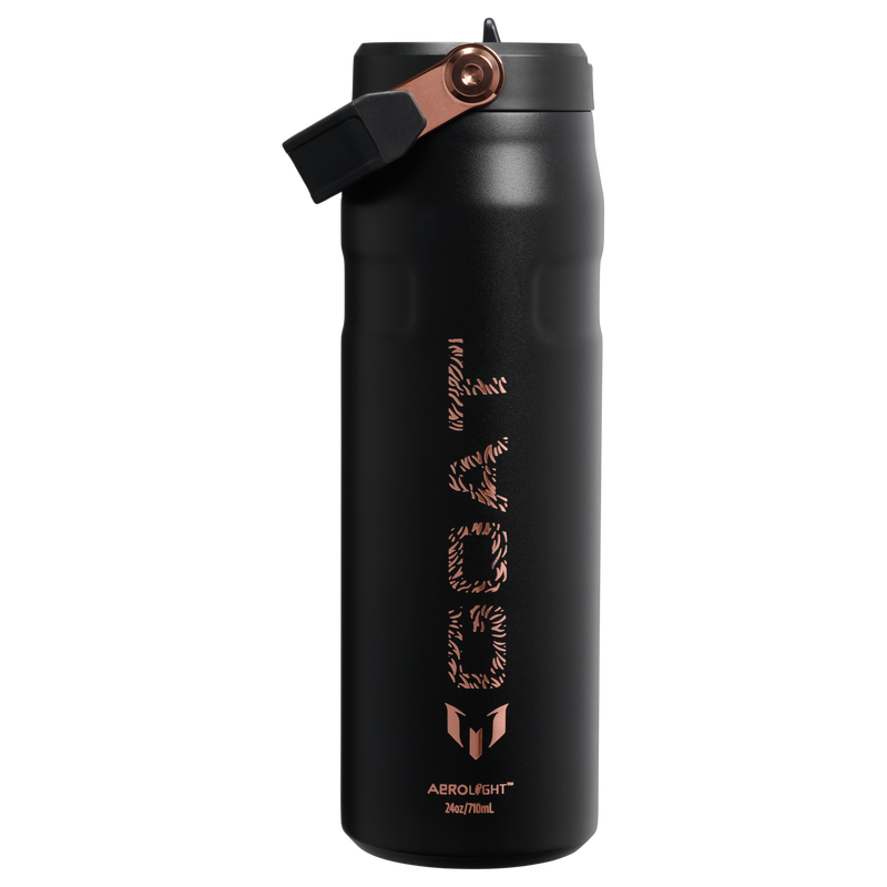 Stanley 1913 The Messi x Stanley IceFlow™ Flip Straw 2.0 Bottle 24 OZ in Messi GOAT Black | Back View