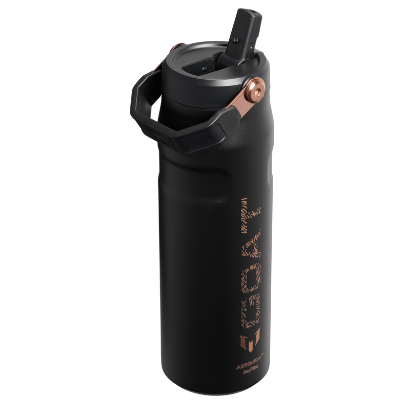 Stanley 1913 The Messi x Stanley IceFlow™ Flip Straw 2.0 Bottle 24 OZ in Messi GOAT Black | Back View