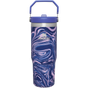 Stanley 30 OZ IceFlow Flip Straw Stainless Steel Tumbler In Lapis Swirl