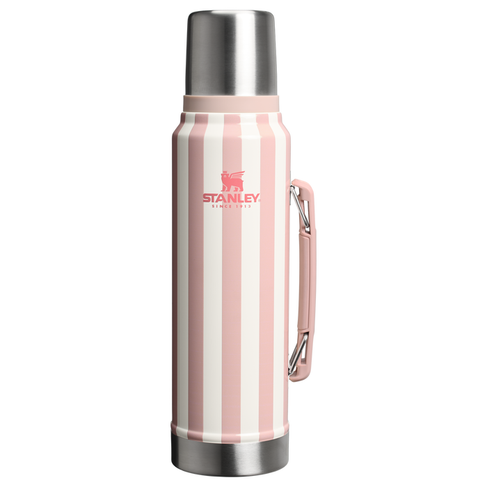 Stanley 1.1 Quart Legendary Vacuum Bottle In Peach Whip Pink Cabana Stripe From The Oasis Collection