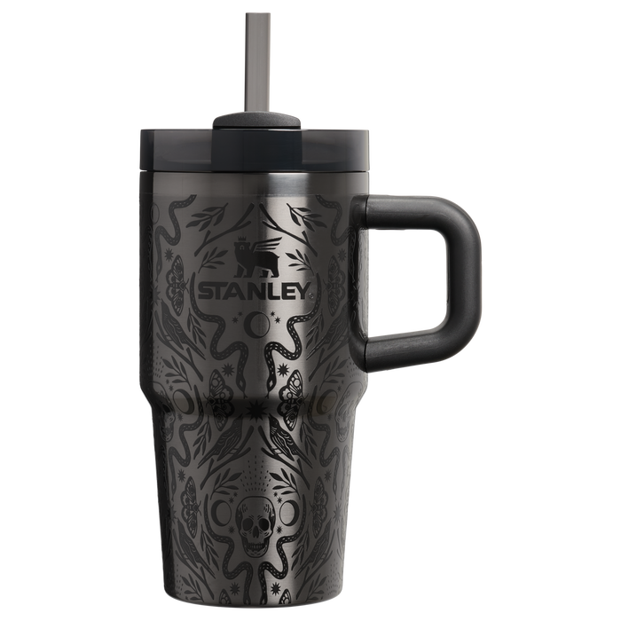 Stanley 20 Ounce Halloween Tumbler With Straw & Handle In Deadly Damask Black