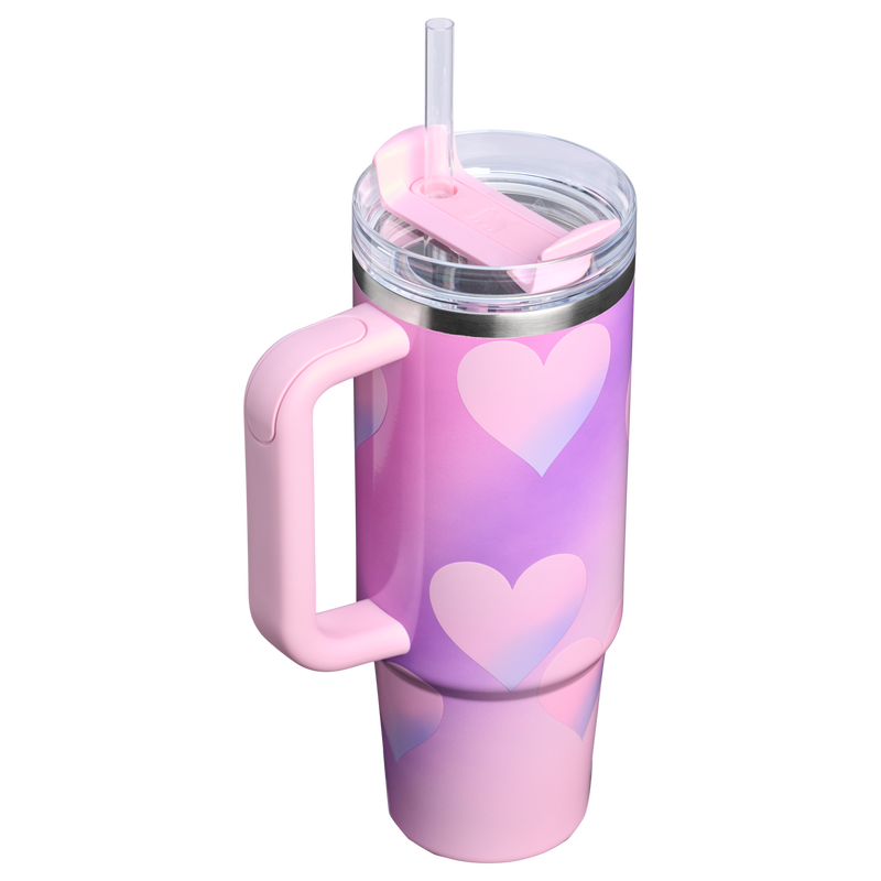 Stanley 1913 The Quencher H2.0 Flowstate™ Tumbler 30 OZ in Powder Pink Heart Gradient | Back View
