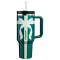 Swatch for Stanley 1913 The Quencher® H2.0 Flowstate™ Tumbler 40 OZ in Shadow Green Ribbon | Front View