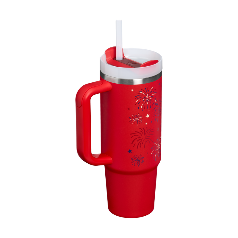 Stanley 1913 The Quencher H2.0 Flowstate™ Tumbler 30 OZ in Chili Red Fireworks | Back View