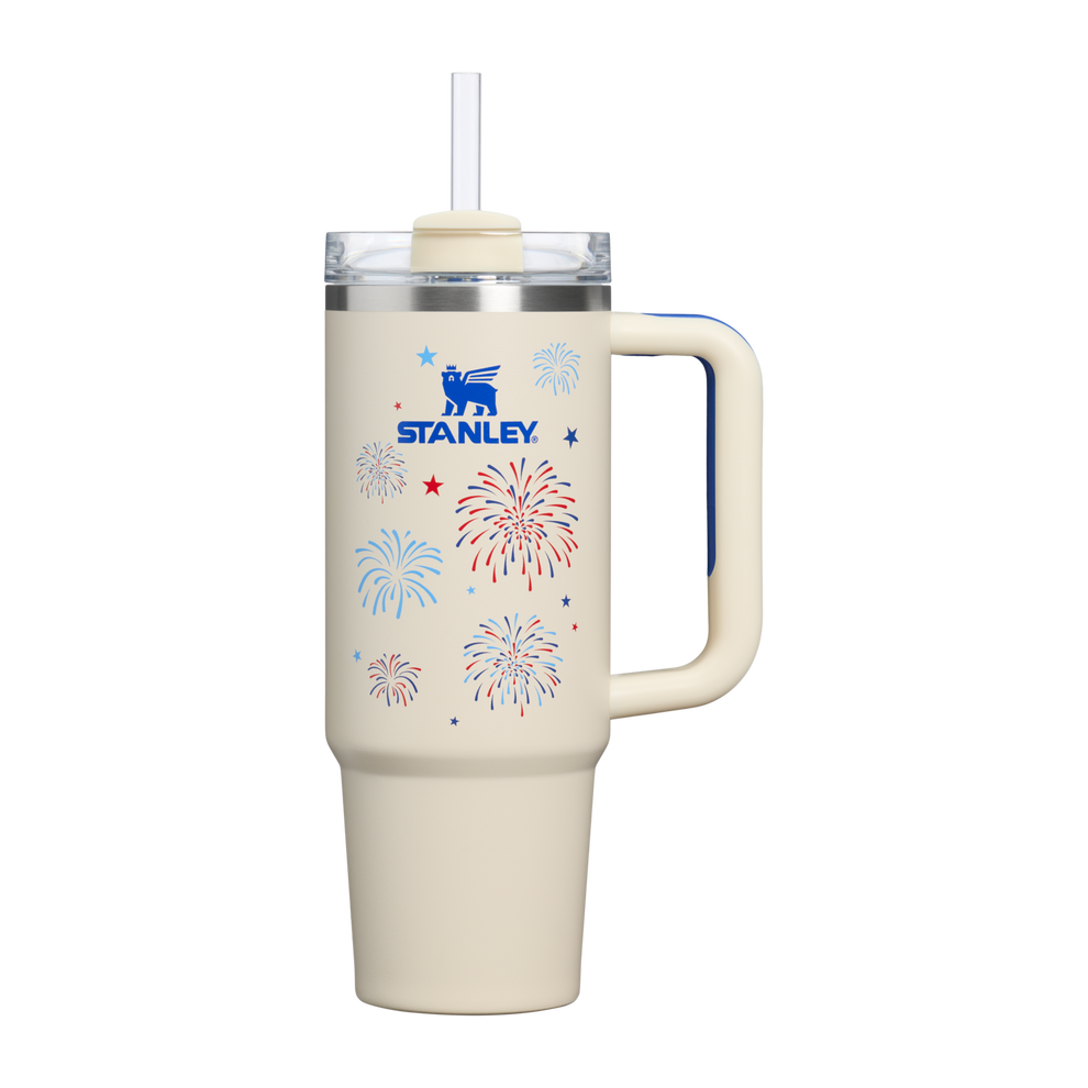 Stanley 1913 The Quencher H2.0 Flowstate™ Tumbler 30 OZ in Cream Royal Fireworks