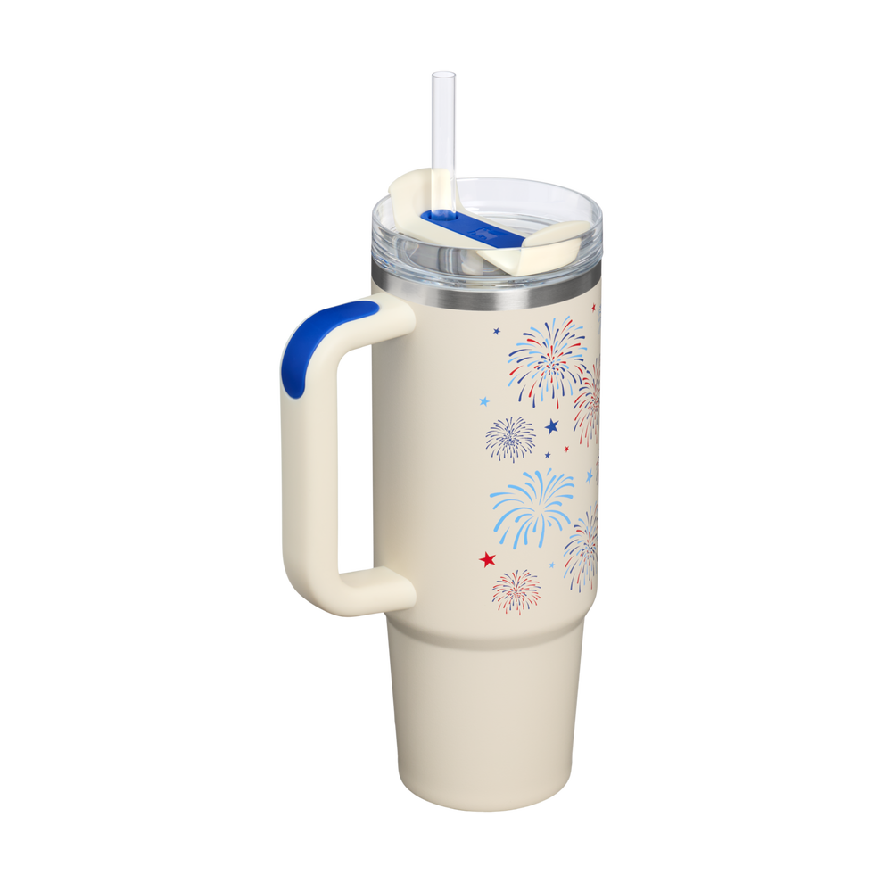 Stanley 1913 The Quencher H2.0 Flowstate™ Tumbler 30 OZ in Cream Royal Fireworks