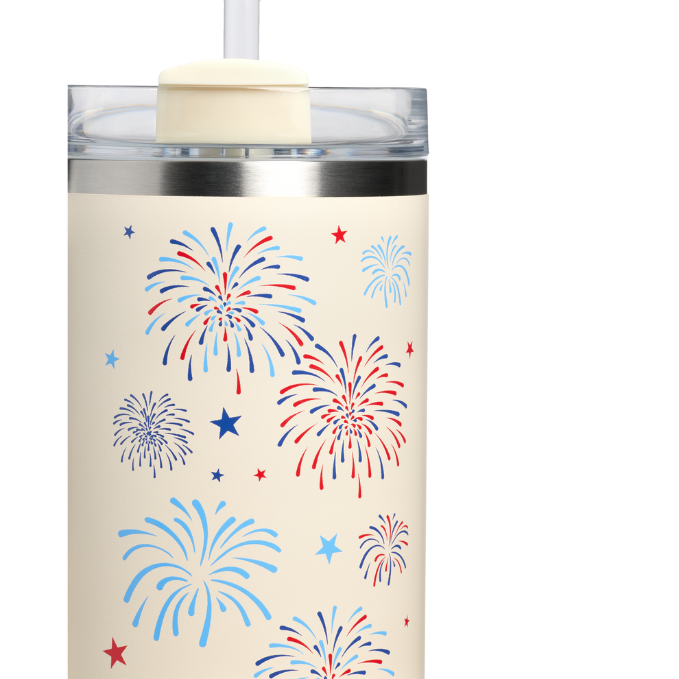 Stanley 1913 The Quencher H2.0 Flowstate™ Tumbler 30 OZ in Cream Royal Fireworks