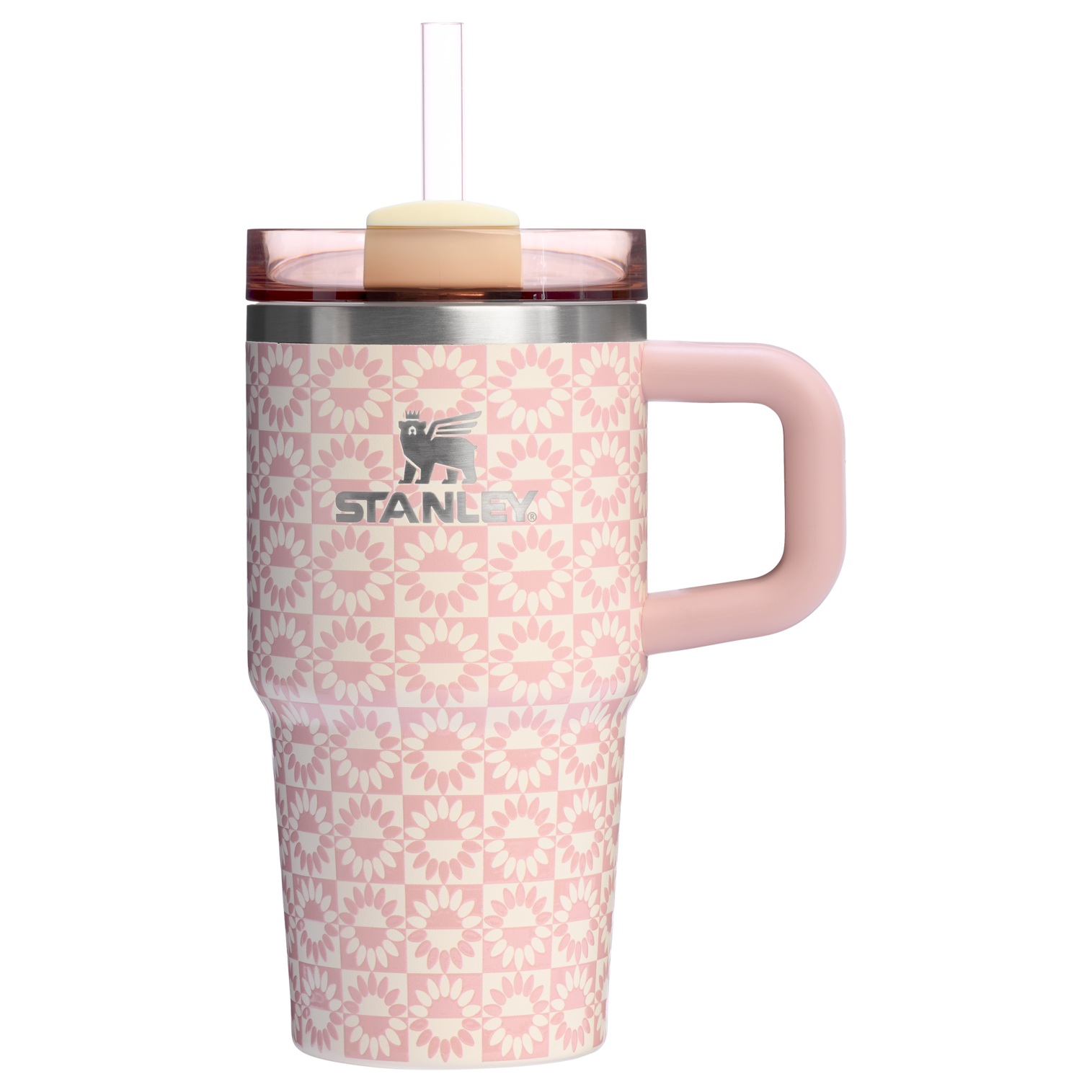 Stanley 20 OZ Quencher Stainless Steel Tumbler In Peach Whip Sunflower Pink From The Oasis Collection