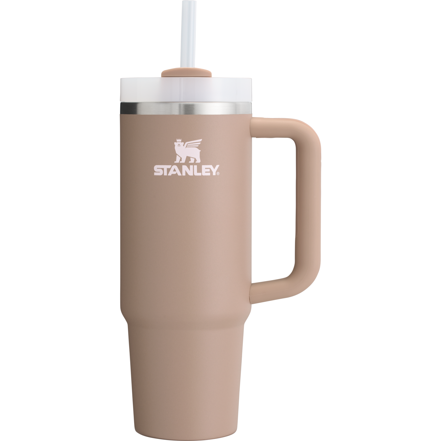 Stanley 30 OZ Quencher Tumbler With Straw & Handle In Almond Rose