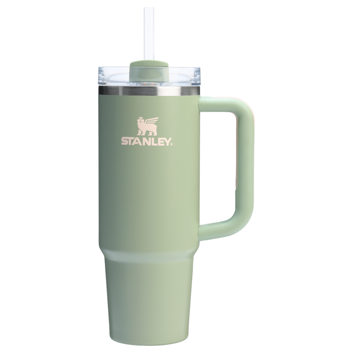 Stanley 40 OZ Quencher FlowState Stainless Steel Tumbler With Straw And Handle In Lichen Green