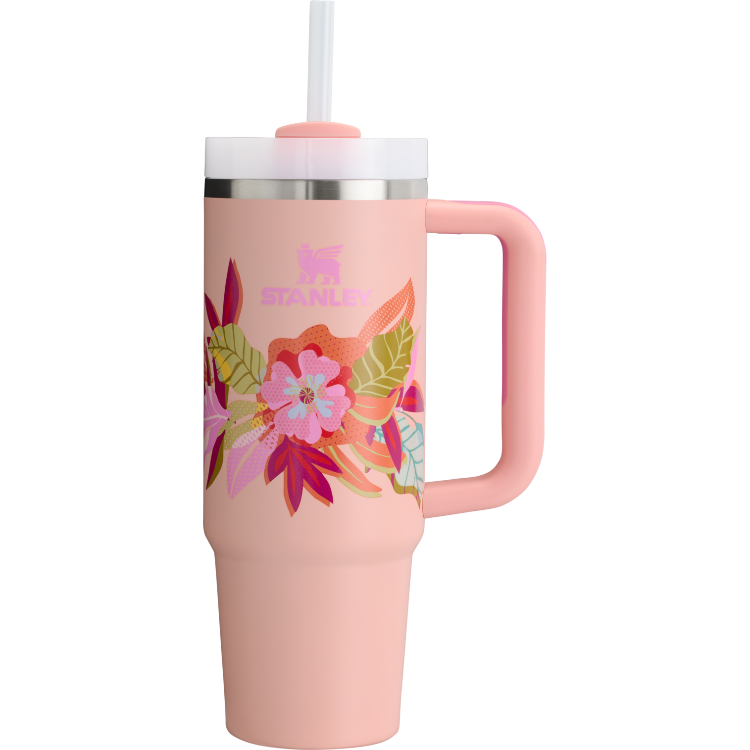 Stanley 30 OZ Quencher Tumbler With Straw & Handle In Sorbet Tropic Floral