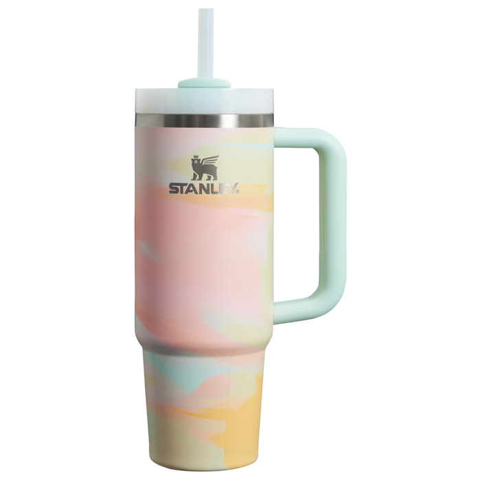 Stanley 30 OZ Quencher Tumbler With Straw & Handle In Warm Serene Brushstrokes