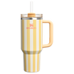 Stanley 40 OZ Quencher Stainless Steel Tumbler In Butter Cabana Stripe Yellow From The Oasis Collection