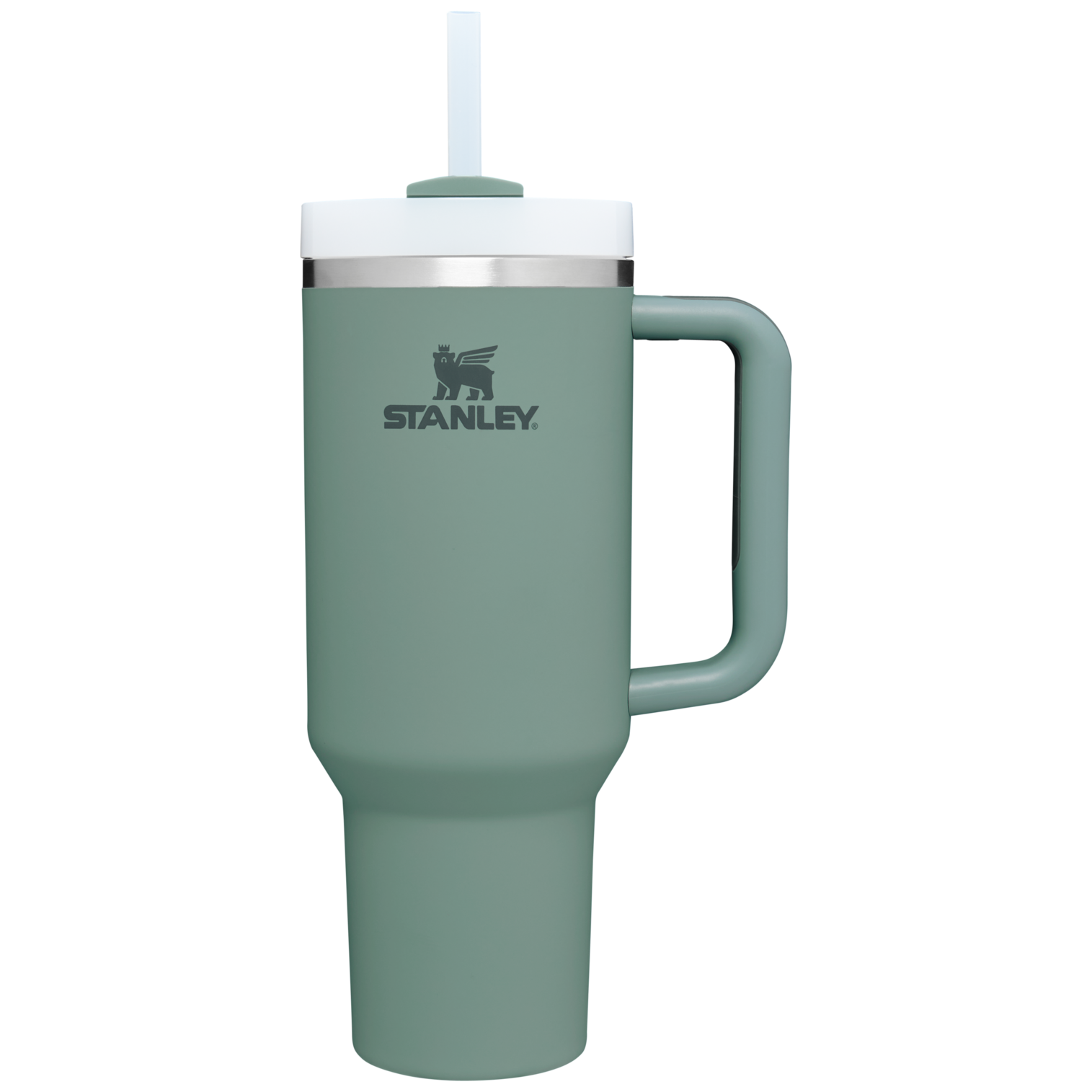 Stanley 40 OZ Quencher FlowState Tumbler With Straw In Shale Green Matte