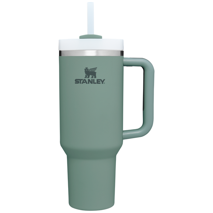 Stanley 40 OZ Quencher FlowState Tumbler With Straw In Shale Green Matte