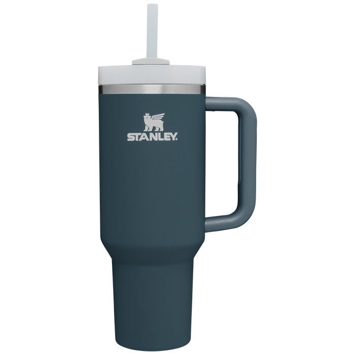 Stanley 40 OZ Quencher FlowState Tumbler With Straw In Stormy Sea Blue Matte