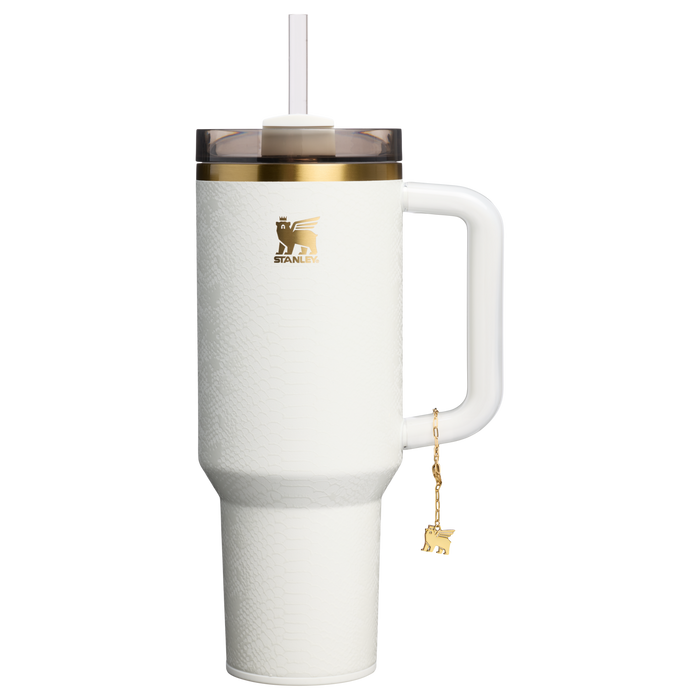 Stanley 40 OZ Quencher Luxe Tumbler In White Snakeskin