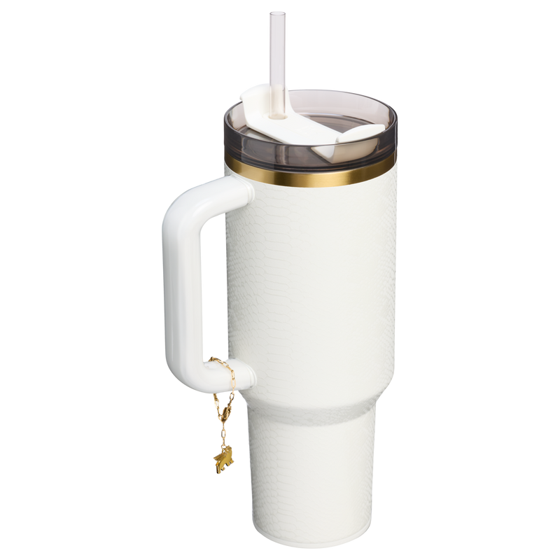 Stanley 1913 The Quencher® Luxe H2.0 FlowState™ Tumbler 40 OZ in Pale Stone Snakeskin | Back View