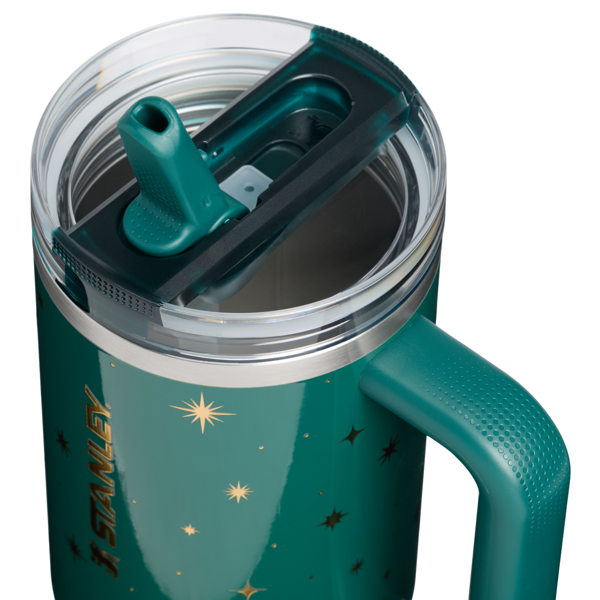 Stanley 1913 The Quencher® ProTour Flip Straw Tumbler 30 OZ in Shadow Green Night Sky | Lid Detailed View