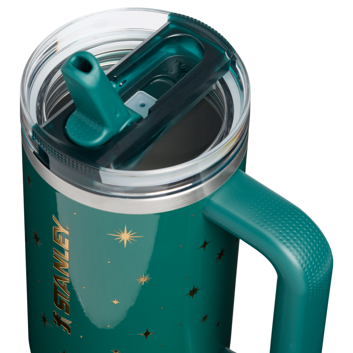 Stanley 1913 The Quencher® ProTour Flip Straw Tumbler 40 OZ in Shadow Green Night Sky | Lid Detailed View