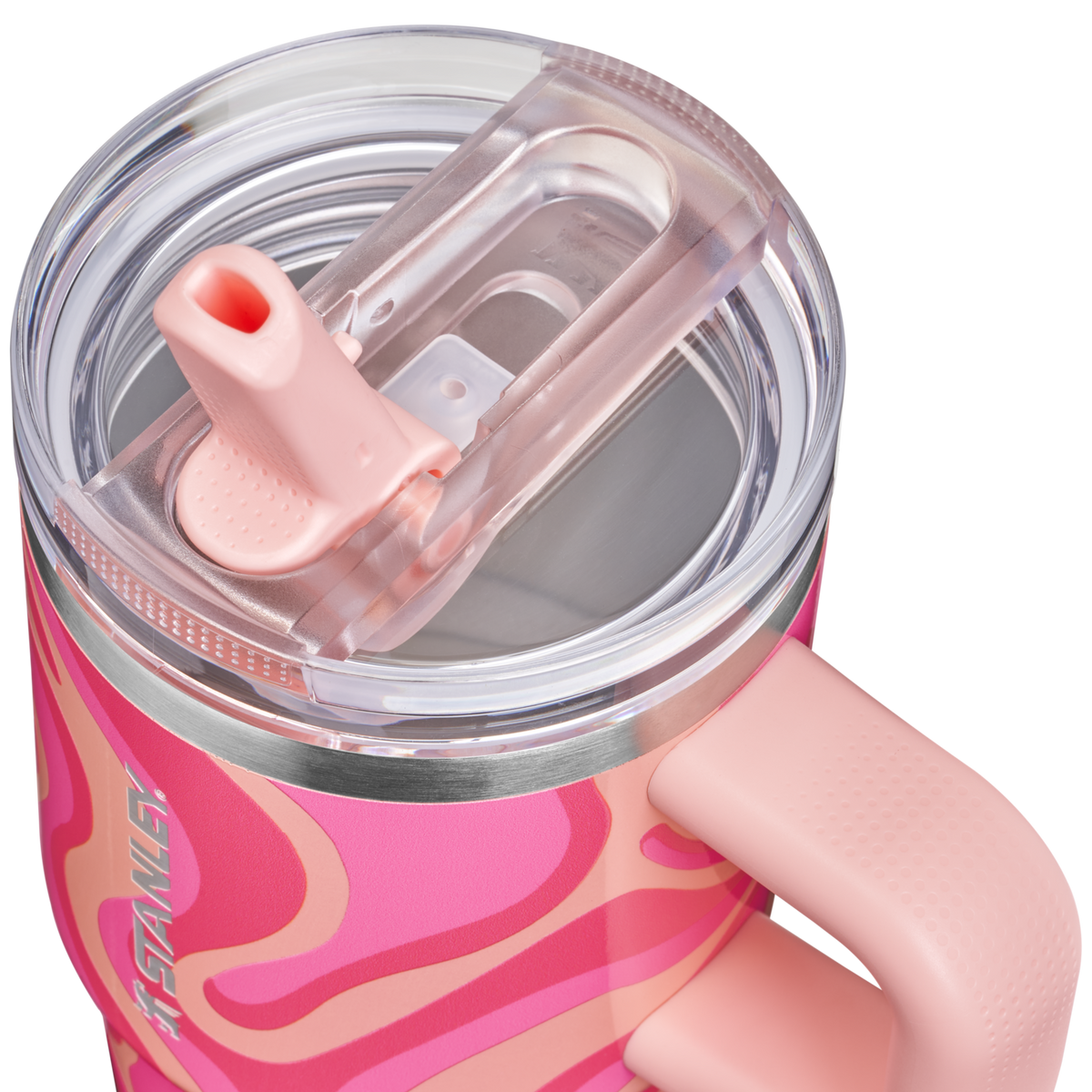Stanley 1913 The Quencher ProTour Flip Straw Tumbler 20 OZ in Hot Coral Fade | Lid Detailed View