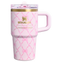 Swatch for Stanley 1913 Stanley 1913 x LoveShackFancy Holiday Quencher® ProTour Flip Straw Tumbler 20 OZ in Baby Bow Pink Peppermint | Front View