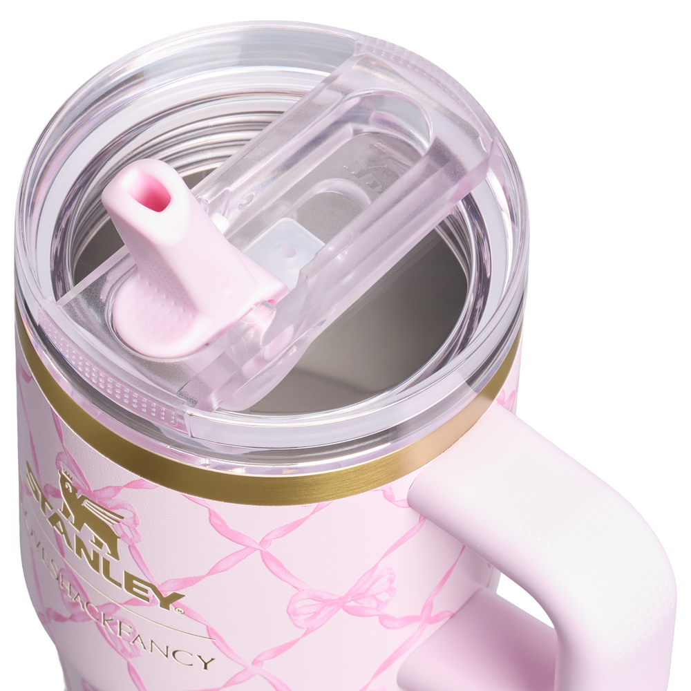 Stanley 1913 Stanley 1913 x LoveShackFancy Holiday Quencher® ProTour Flip Straw Tumbler 20 OZ in Baby Bow Pink Peppermint | View 3