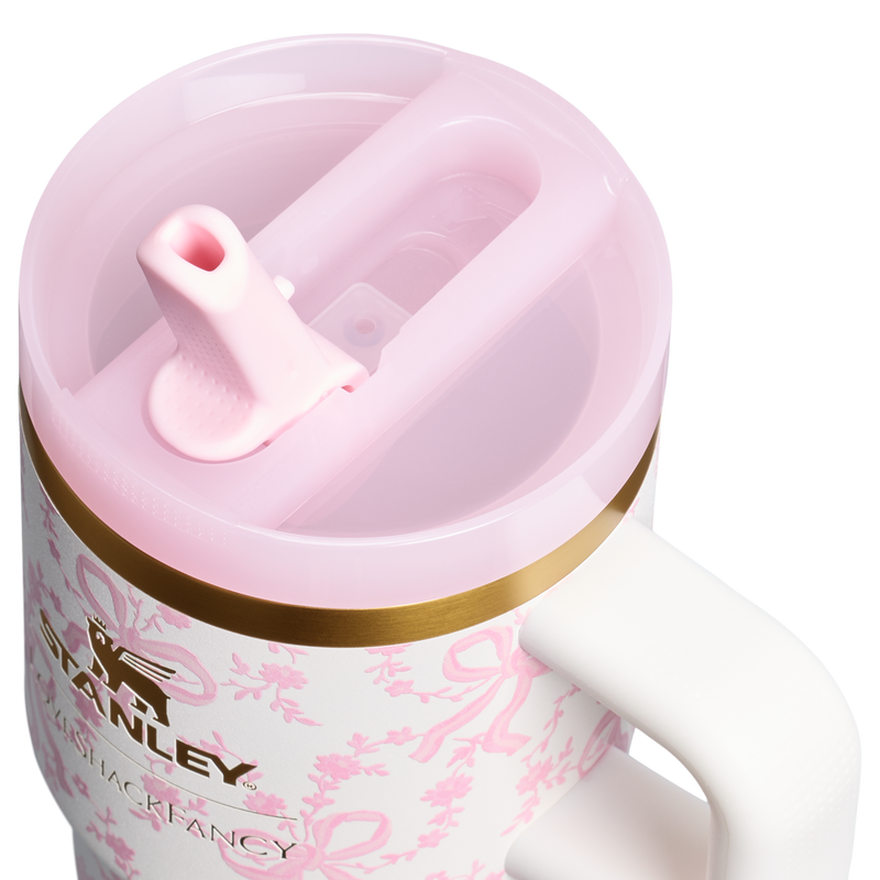 Stanley 1913 Stanley 1913 x LoveShackFancy Holiday Quencher® ProTour Flip Straw Tumbler 20 OZ in Coquette Bow Chantilly | Lid Detailed View