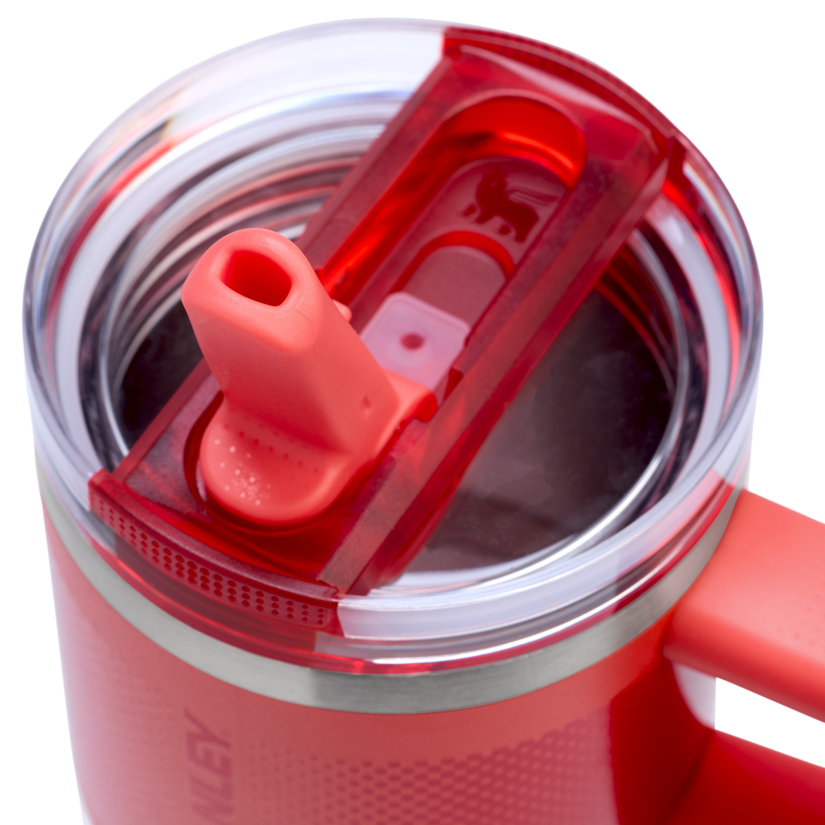 Stanley 1913 The Quencher ProTour Flip Straw Tumbler 20 OZ in Hot Coral Fade | Lid Detailed View