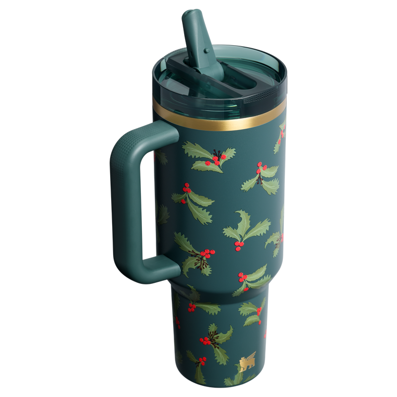 Stanley 1913 The Cheers & Cheer Quencher ProTour Flip Straw Tumbler 40 OZ in Holiday Botanical | Back View