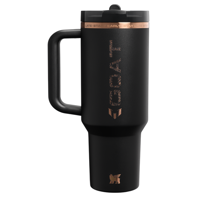 Stanley 1913 The Messi x Stanley Quencher ProTour Flip Straw Tumbler 40 OZ in Messi GOAT Black | Back View