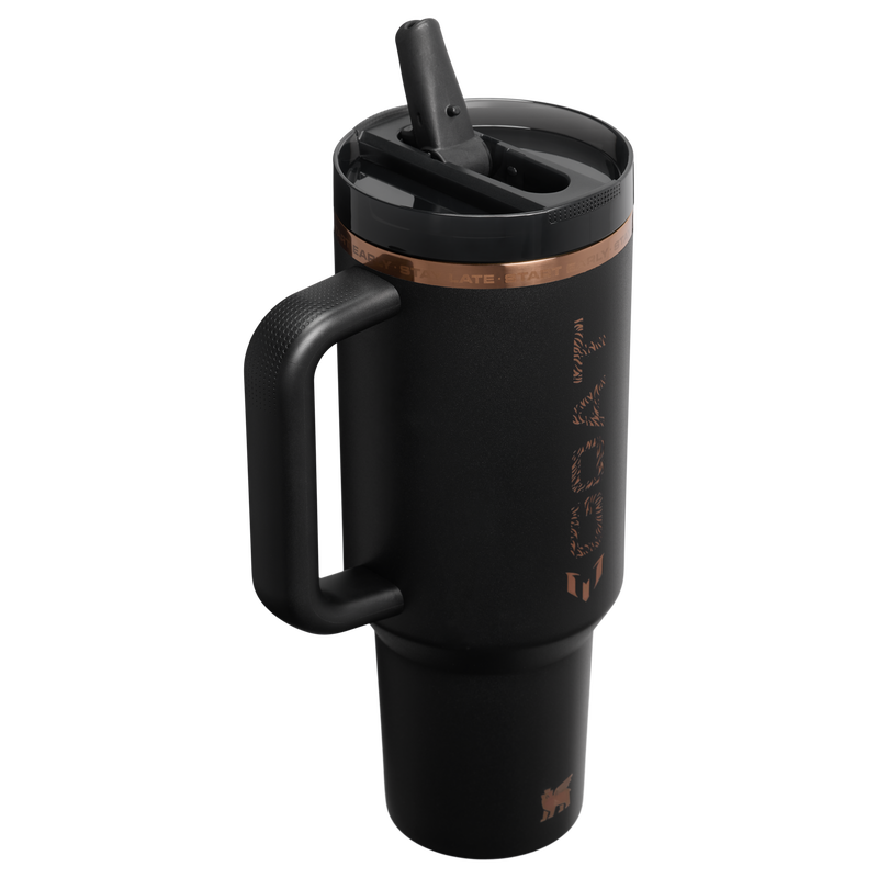 Stanley 1913 The Messi x Stanley Quencher ProTour Flip Straw Tumbler 40 OZ in Messi GOAT Black | Back View