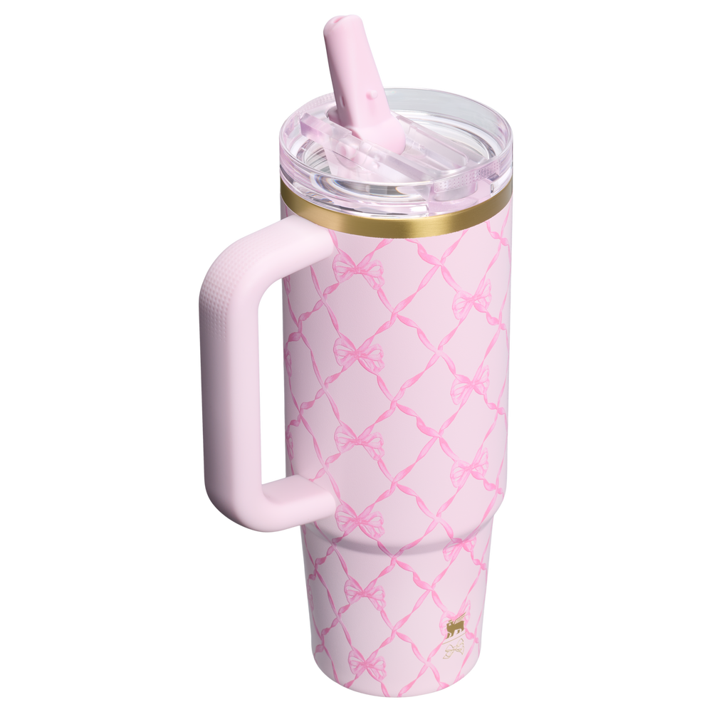 Stanley 1913 Stanley 1913 x LoveShackFancy Holiday The Quencher® Details ProTour Tumbler Set 2-pack in Baby Bow Pink Peppermint | View 3
