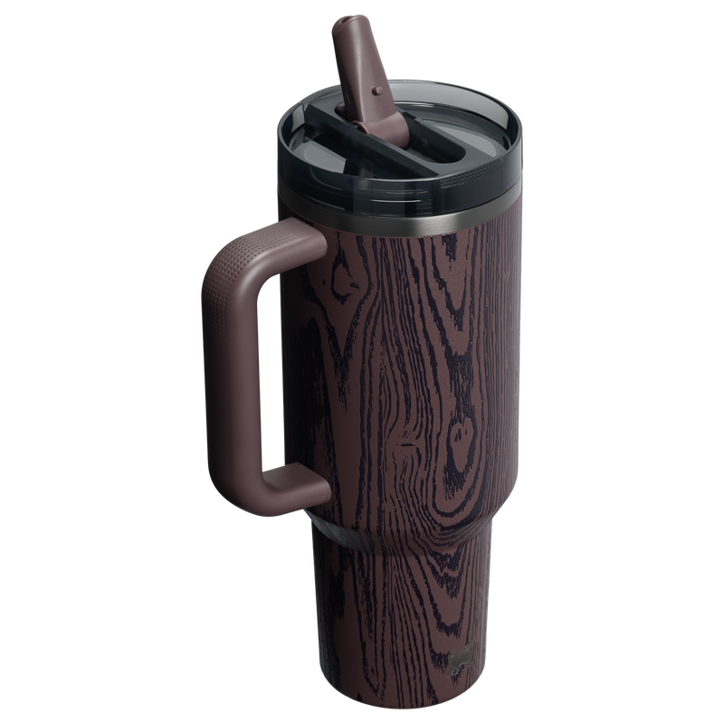 Stanley 1913 The Cheers & Cheer Quencher ProTour Flip Straw Tumbler 40 OZ in Redwood Woodgrain | Back View