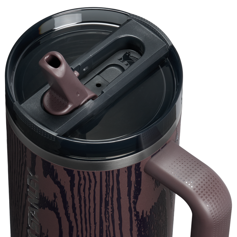 Stanley 1913 The Cheers & Cheer Quencher ProTour Flip Straw Tumbler 40 OZ in Redwood Woodgrain | Lid Detailed View