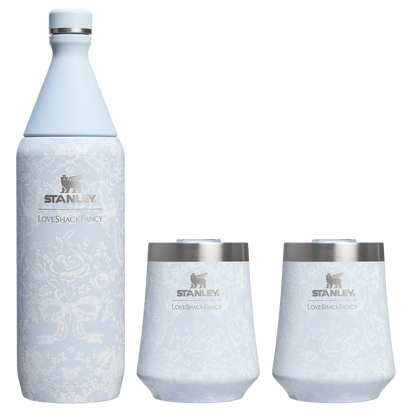 Stanley 1913 Stanley 1913 x LoveShackFancy Holiday Reserve All Day Wine Set 34 OZ 11 OZ in Toscana Toile Alpine Blue | Front View