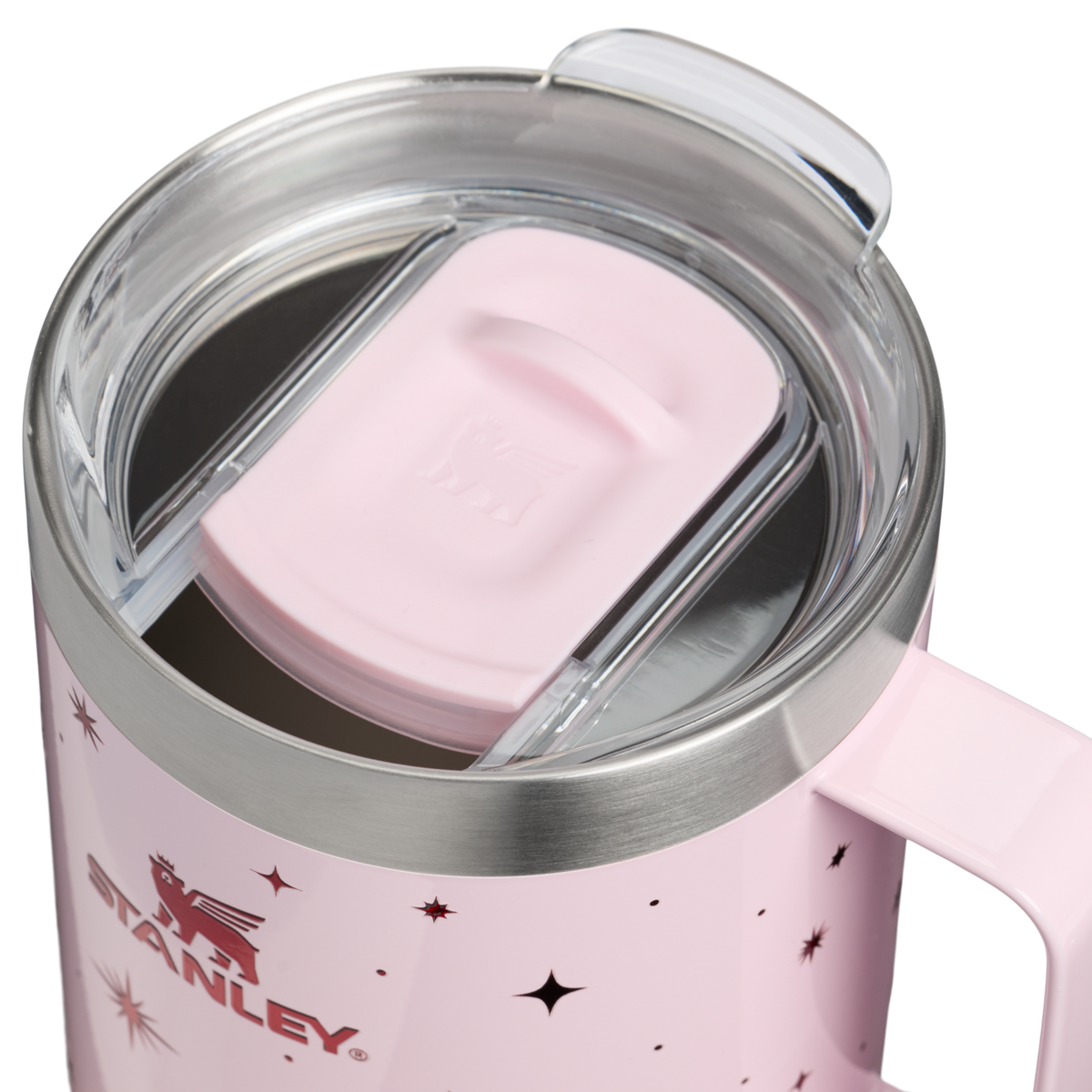 Stanley 1913 The Stay-Hot Camp Mug 24 OZ in Soft Pink Night Sky | Lid Detailed View