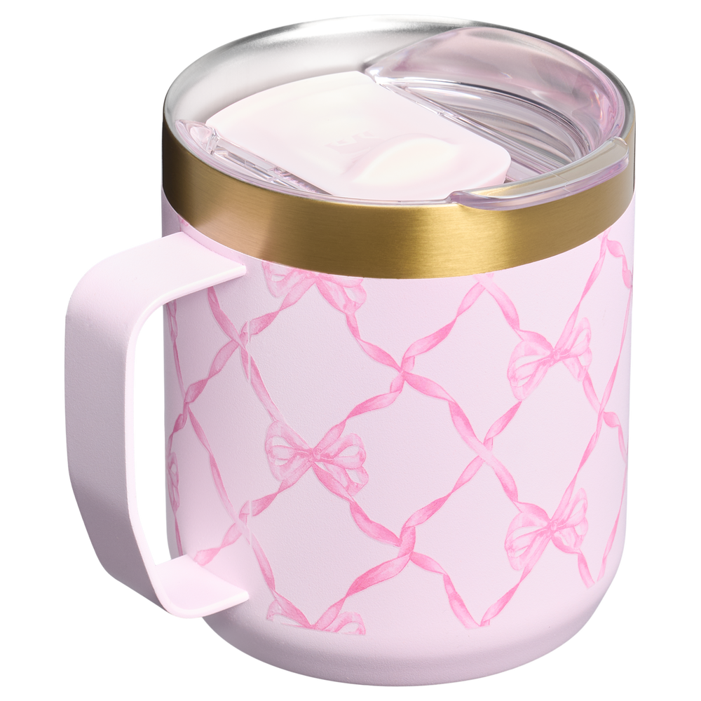 Stanley 1913 Stanley 1913 x LoveShackFancy Holiday Everyday Camp Mug Set 12 OZ in Baby Bow Pink Peppermint | View 3