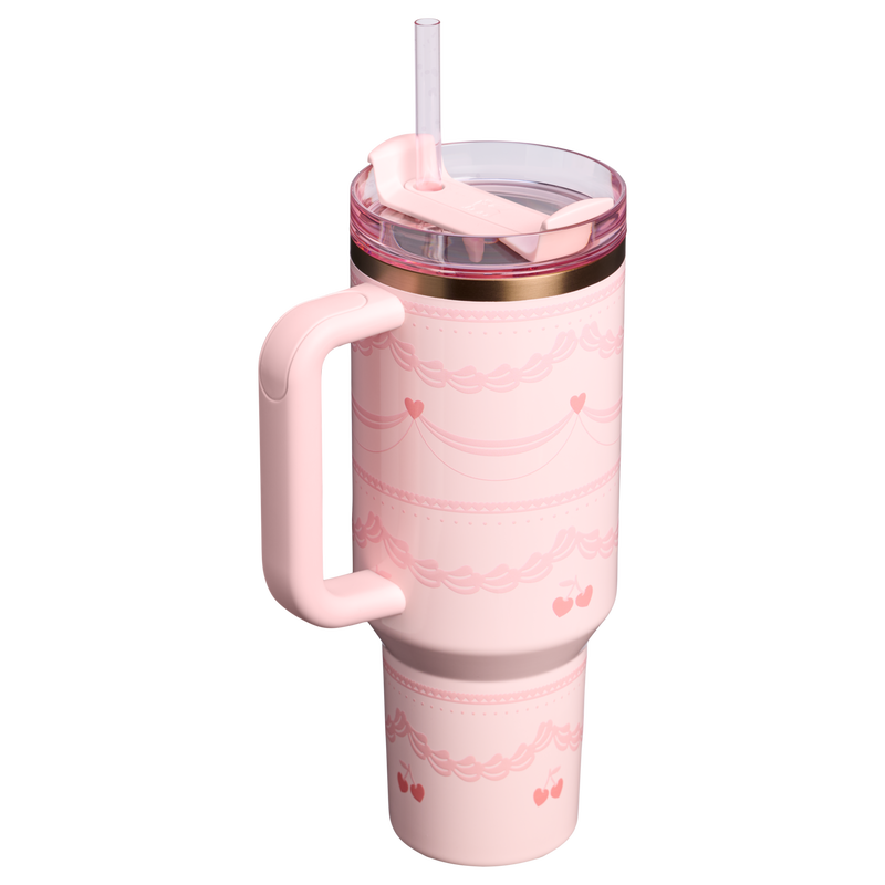 Stanley 1913 The Valentine’s Day Quencher H2.0 Flowstate™ Tumbler 40 OZ in Pink Velvet Cake | Back View