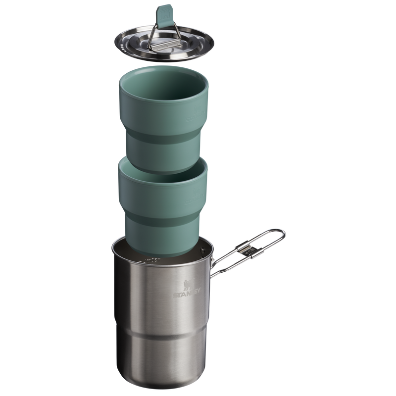 Stanley 1913 The Wildfare Go Two Cup Cookset 4-piece set 1 QT in Shale + Charcoal | Cross Section View