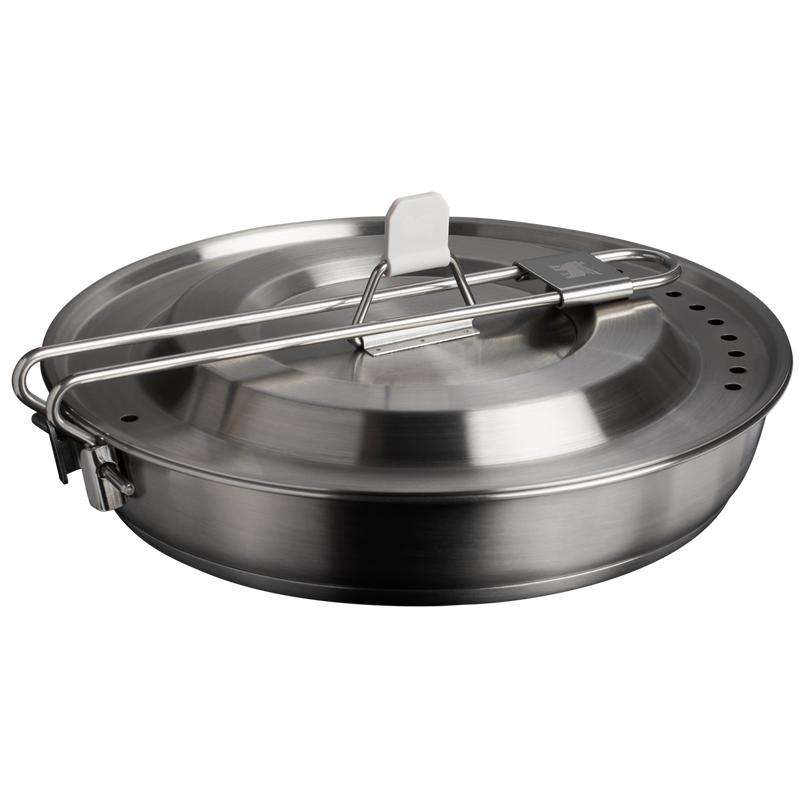Stanley 1913 The Wildfare Pro Fry Pan Cookset 15-piece set 1.1 QT in Pale Pebble + Stone | Back View