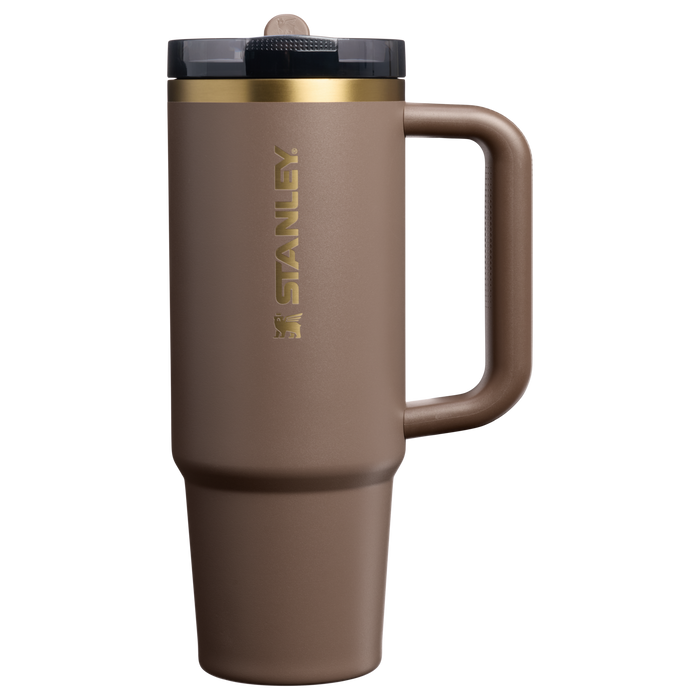 Stanley 30 OZ Quencher ProTour Flip Straw Tumbler In Espresso Brown With Gold Accents