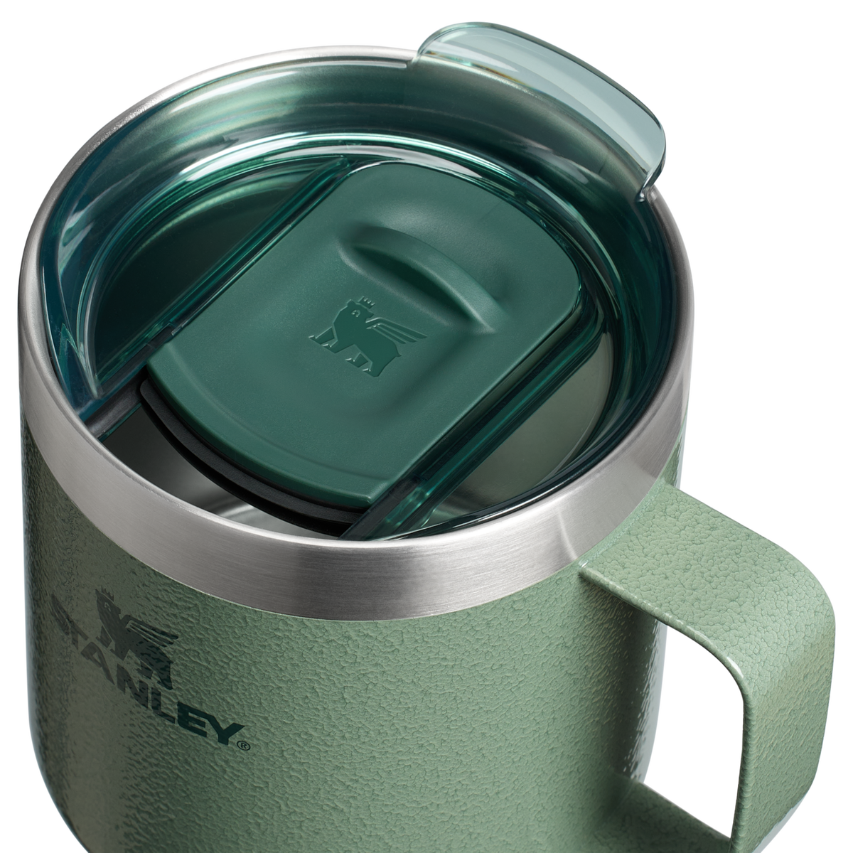 Stanley 1913 Classic Legendary Camp Mug 12 OZ - Stanley Create in Hammertone Green | Lid Detailed View