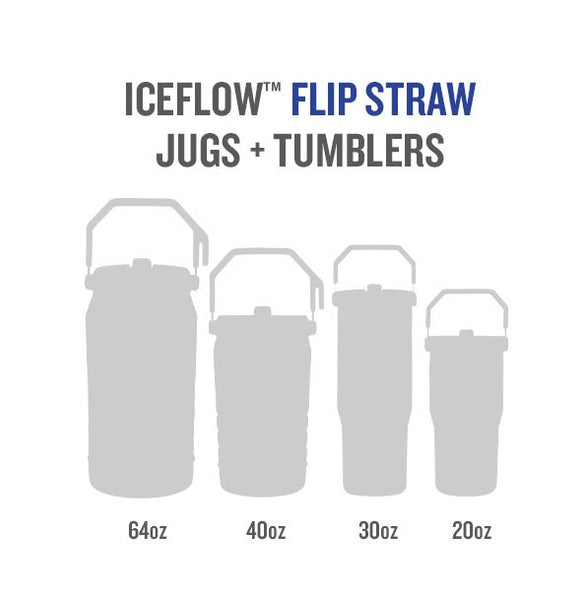 Size comparison chart for The IceFlow™ Flip Straw Tumbler | 20 OZ